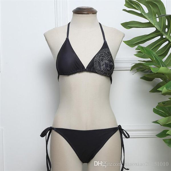 

bikini 2020 new women bandage solid thong bikinis set swimwear women swimsuit female bathing suit 222, White;black