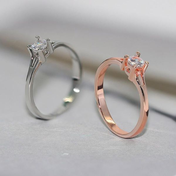 

simple classic rings for women four mini cubic zirconia rose white gold color gift for lover fashion jewelry kcr231, Golden;silver