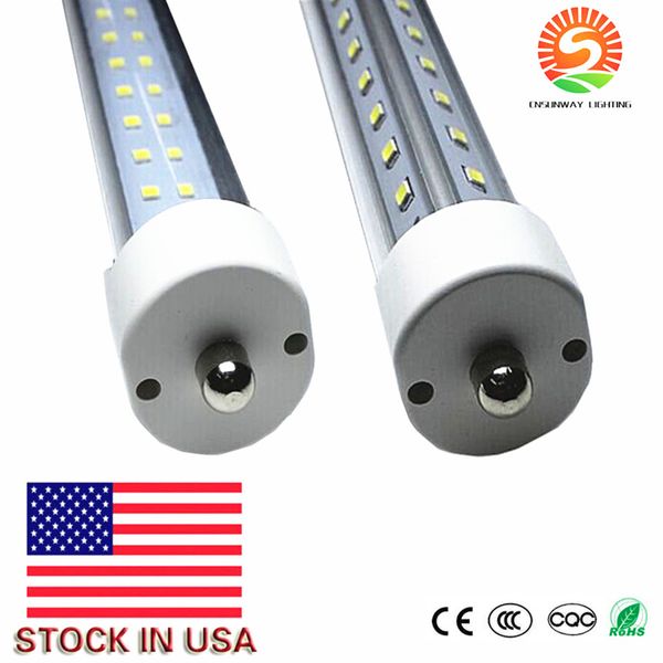 

t8 72w led tube light bulb 8ft v shaped leds, single pin fa8 base led shop lights 150w fluorescent lamp replacement dual-ended power