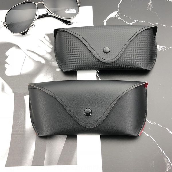 

new upgraded black sun high-end ink leather anti-pressure glasses case plaid sunglasses case universal, Blue
