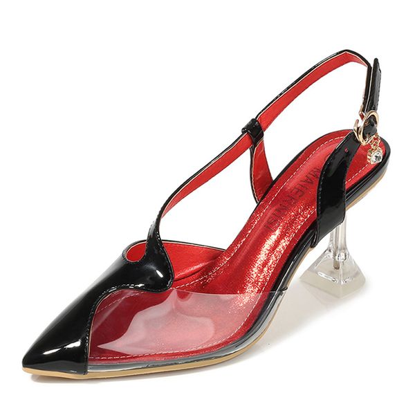 

новые сандалии женщины прозрачные высокого качества насос плюс размером высоких каблуки 35-46 обуви женской одежды, Black