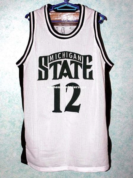 

custom #12 mateen cleaves michigan state bsketball jersey suture stitches customize any size and name, Gray