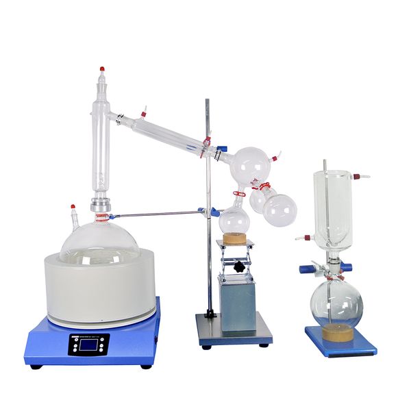 ZOIBKD Supply Short Path Destillation Kit 10L Destillationsausrüstung Glaskochkolben mit magnetischem Rührheizmantel inklusive Kühlfalle