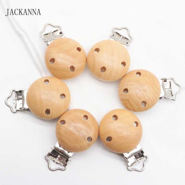 

50pcs natural wood pacifier holder bpa round soother clips toddler attache sucette eco-friendly newborn baby pacifier clips