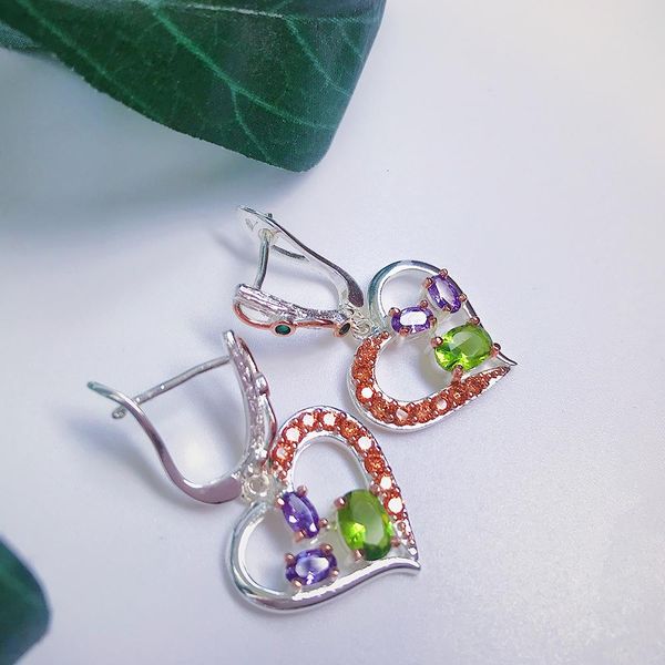 

fashion-high fashion heart dangle earrings colorful jewellery sweet jewelry beautiful cute party gift brincos feminino, Silver