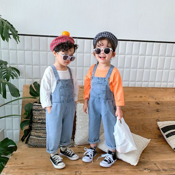 

zyaeh miaoxuan 2020 sling slingnew boysand girlsdenim suspender pants korean style cute pocket trousers for children and children suspender, Blue