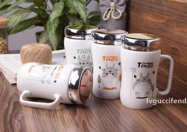 

creative cute ceramic mug with cartoon mirror cover mug