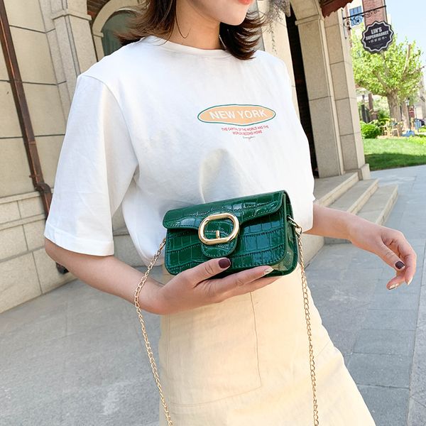 

single shoulder women's bag 2020 crocodile texture mini square bag chain small square crossbody bags leather luxury handbags