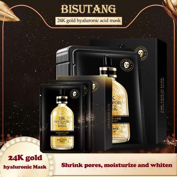

24k gold foil oil-control reduce sunburn protein essence deep repair relieve skin shrink pores black face skin carewholesale face mask