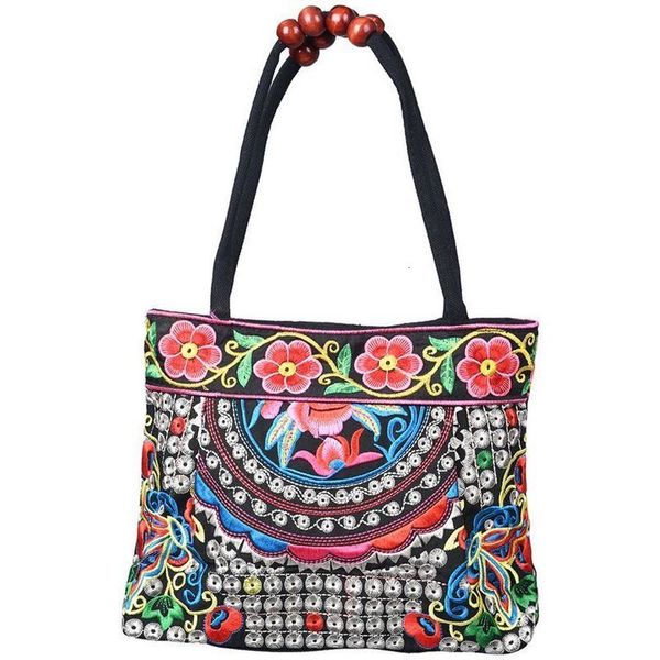 

chinese style women handbag embroidery ethnic pu summer fashion handmade flowers ladies tote shoulder bags cross body