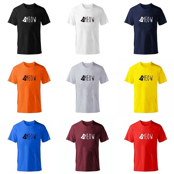 

2020 fashion t shirt for mens short sleeve cute cat meow letter print funny t-shirts summer tee male boy tshirt 100% cotton, White;black