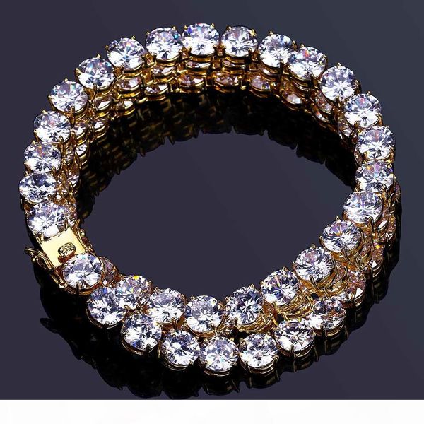 

8mm hiphop gold bracelet for men bling ice out cubic zirconia jewelry 18k gold plated hip hop chains bracelets, Black