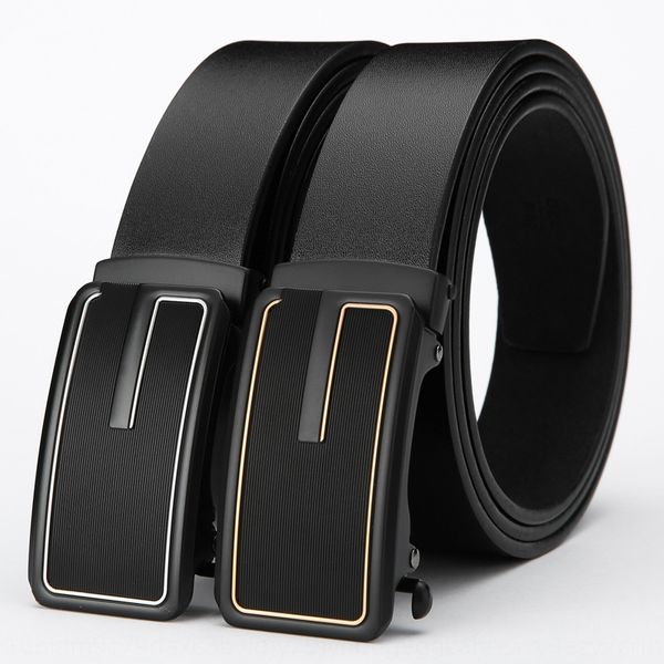 

toothless automatic buckle men's genuine leather nonperforated pure cowhide belt students wear men's belt fashionable teenagers, Black;brown