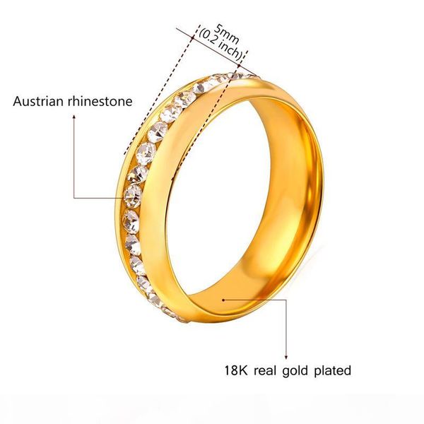 

18k real gold plated couple rings with clear austrian rhinestones women men eternal rings for engagement wedding, Silver