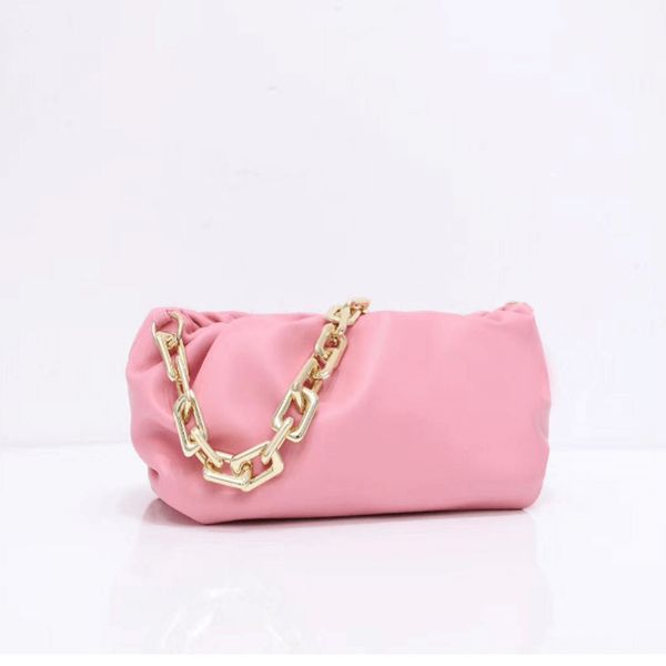 

caker brand 2020 women large big pu leather bags bright color ruched bags black chain day clutches
