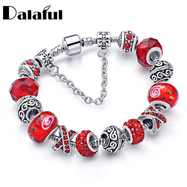 

charm diy bracelet red crystal glass beads bracelets & bangles for women fashion jewelry s340, Golden;silver