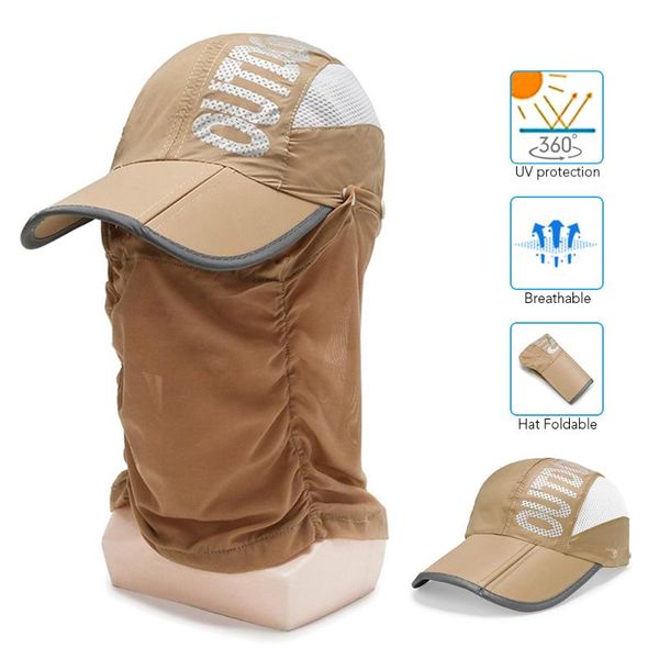 

men women detachable mesh hat sunblock hat breathable cap for outdoor cycling fishing sun uv protection cap, Black