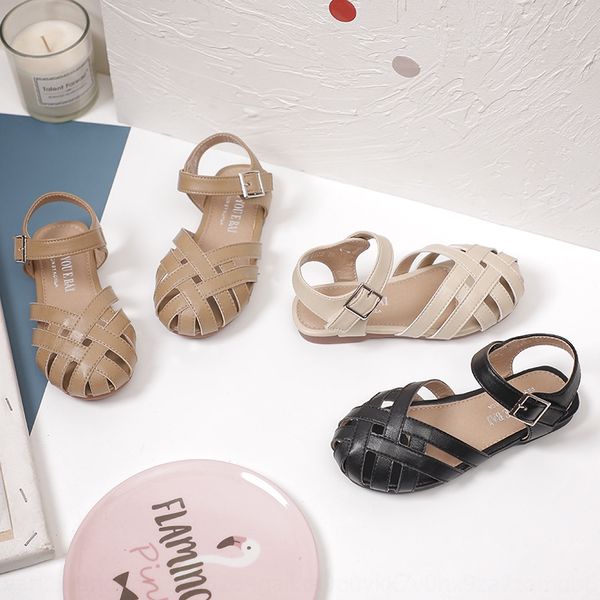 

girls 2020 new korean fashion woven princess hollow breathable shoes children's shoes baotou children's sandals, Black;red