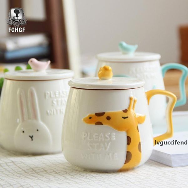

3d relief animal flamingo white ceramic coffee mug creative coffee cup breakfast milk cup t200506