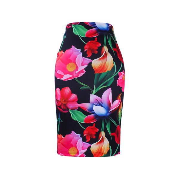 

good quality women pencil skirts s 4xl casual lady midi saias female faldas fashion 3d flower print girls slim bottoms wholesale, Black