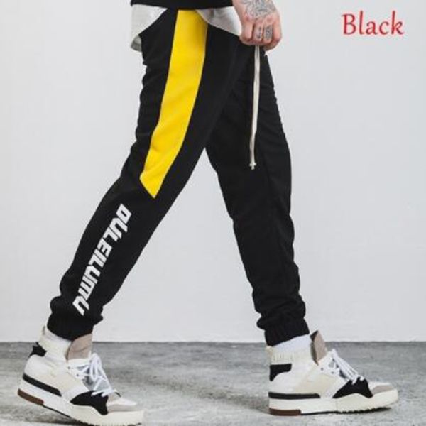 

zogaa 2020 men pants full length side stripe printed trousers mens joggers sportswear fitness gym pants male vintage sweatpants, Black