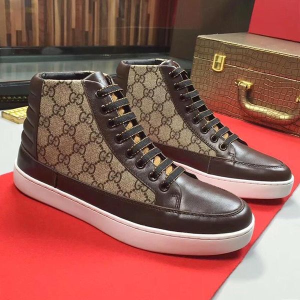 

comfortable men 's high sneaker luxury mens shoes outdoor walking footwears lace -up plus size men shoes chunky sneak, Black