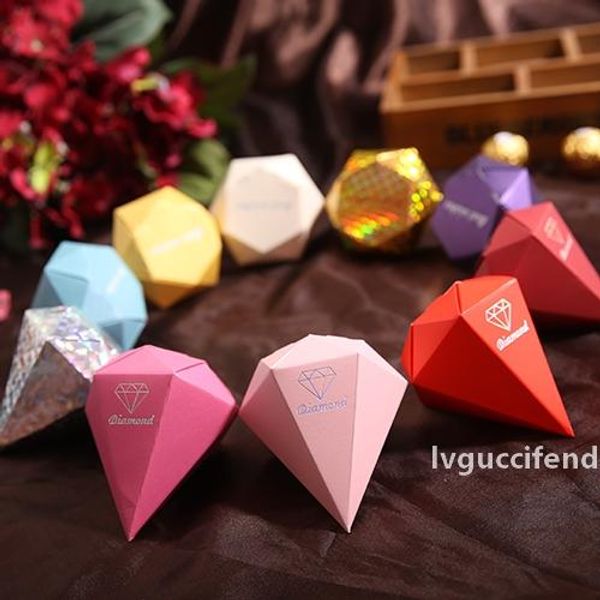 

wholesale-(10 color) 100pcs diamond candy box wedding favour boxes red gold silver sweet gift box casamento wedding favors and gifts 2016