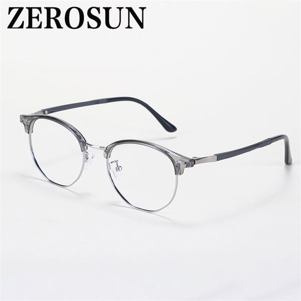 

zerosun transparent eyeglasses frames male women ultralight glasses men ladies semi rimless oval nerd eyewear spectacles, Black