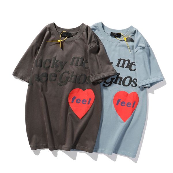 

удачный me я вижу призрак" kanye west o шея harajuku tshirts мужчины и женщины негабаритного 3d foam письмо печати hip hop лето t-shirt, White;black