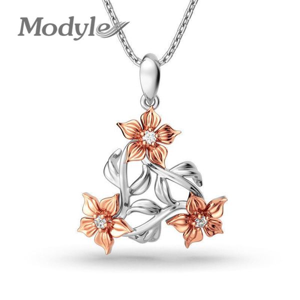 

modyle rose gold rose flower charm necklace pendant women choker boho jewelry collier friend statement necklaces, Silver