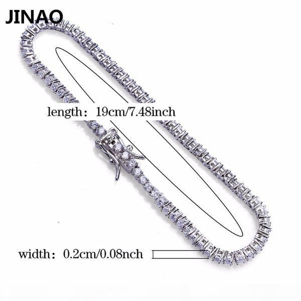 

jinao золото серебро цвет iced out 1row 2мм теннис micro pave cz камень браслет браслеты hip hop ювелирные rock мужчины женщины мода, Black