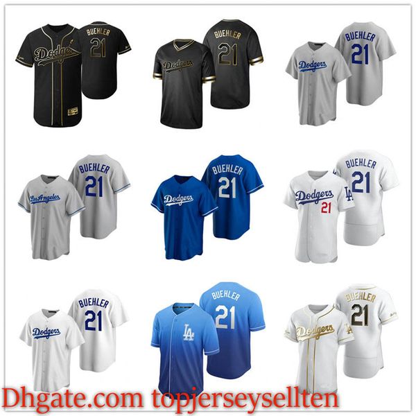 

los angeles dodgers men women youth 21 walker buehler 2020 authentic baseball jersey, Black
