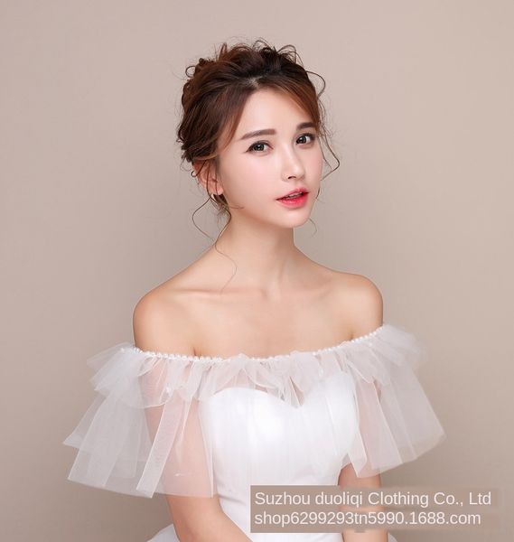 

a9ubx new korean style thin umbrella accessories shawl one-line shoulder flat shoulder bride mesh shawl wedding wedding dress accessories um, Blue;gray