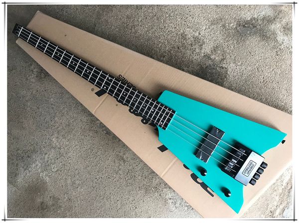 Neuankömmling! E-Gitarre ohne Kopf, grüner Korpus, ungewöhnliche Form, Griffbrett aus Palisander, schwarze Hardware, Farbe und Material ermöglichen individuelle Anpassung