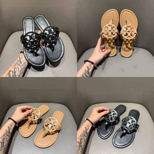 

women's models flat shoes leather slippers sandals size 36-#956, Black