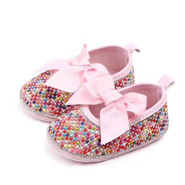

pink rhinestone princess shoes newborn baby girls first walkers toddler shoes pu leather handmade baby moccasins