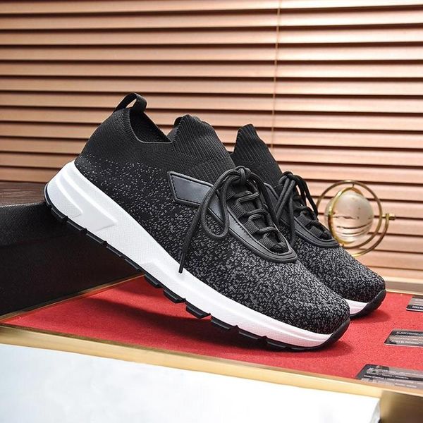 

2020 men shoes casual luxury prax 01 knit fabric sneakers scarpe da uomo men shoes rubber sole with logo footwears zapatos de hombre f52, Black