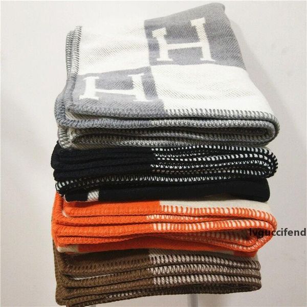 

luxury signature h thicken wool blanket home travel winter scarf shawl warm everyday blankets large 170*140cm grey/brown/orange/navy blue