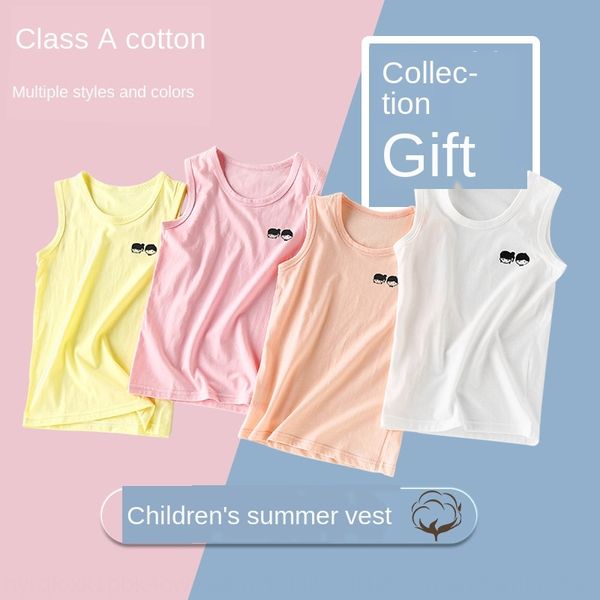 

children's i-shaped boy's pure cotton baby's thin base men's vest vest and girls' middle and big children's hu, Blue