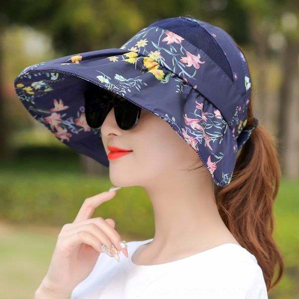 

lady's big edge sunshade outdoor sunscreen empty bicycle sun hat cycling face uv-proof beach hat, Blue;gray