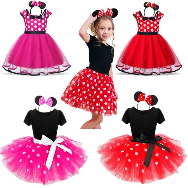 

mouse dress for girls red polka dot christmas dress tutu party toddler kids clothes birthday outfits with headband, Red;yellow