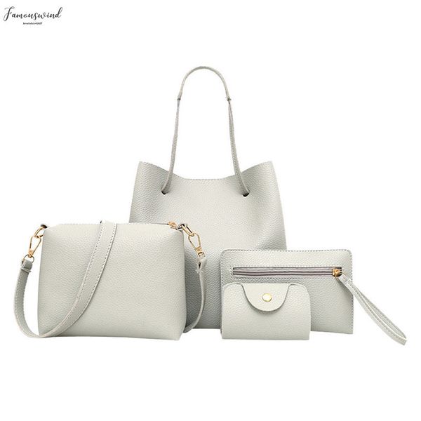 

large capacity tote 4pcs plain pattern leather handbag messenger card package sac main femme borsa donna bolso mujer torebka damska 50