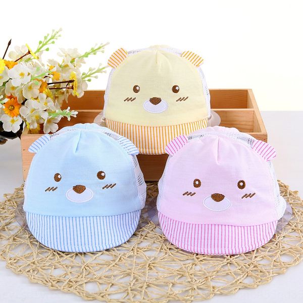

cap cap baby summer children's mesh outdoor sun hat breathable mesh cartoon male and female baby sun hat, Yellow