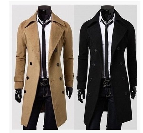 

бесплатная доставка casaco 2020 мужчина для мужских двубортных зимних курток тонкого плюса размера длинного тренчкот мужчины ветровки jaquet, Tan;black