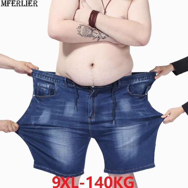 

men's shorts plus size 9xl 8xl 7xl 6xl denim oversized elasticity waist summer home casual loose stretch 54 56 58, White;black