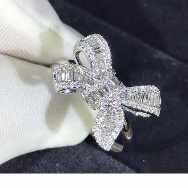 

e choucong new arrival luxury jewelry 925 sterling silver t princess cut white z cz diamond party butterfly women wedding band ring, Slivery;golden