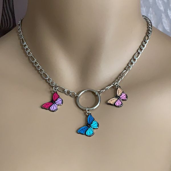

new trendy colorful butterfly pendant necklace for women temperament geometric necklace fashion jewelry lovers gift yn1733, Silver