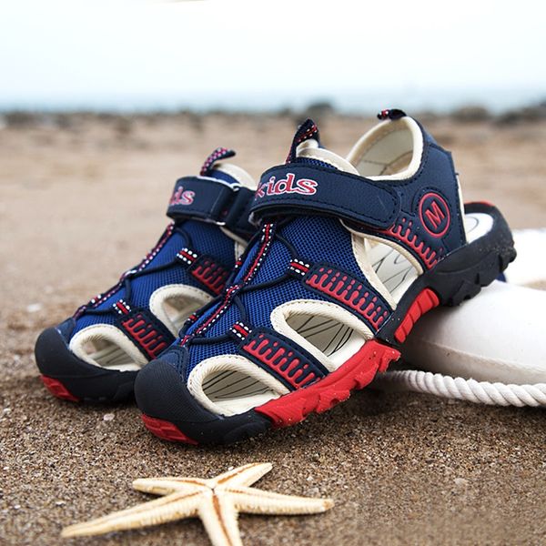 

and girls' children's open-toed anti-skid magic sandals anti-skid shoes 2020 new magic sticker children's sandals, Black;red