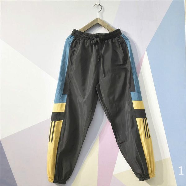 

mens designer pants with panelled pattern drawstring sport pants casual nine points sweatpants size m-4xl, Black