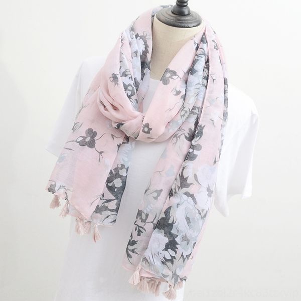 

o72k9 famous style cotton linen female hipster scarf cotton and linen scarflight pink basic black and white printing pastoral tourism sunscr, Blue;gray